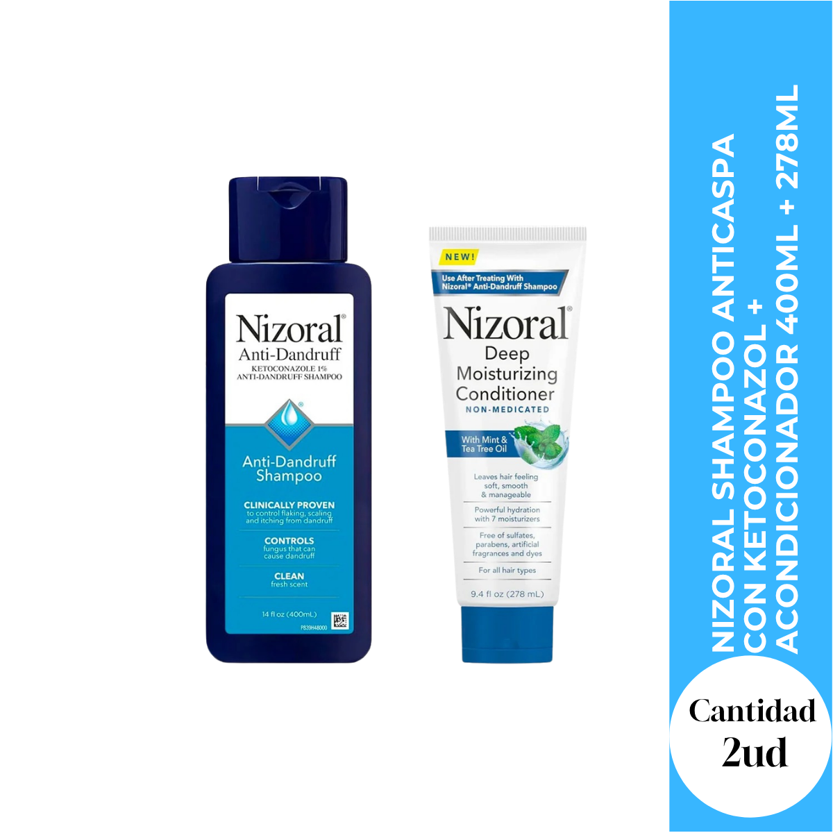 Nizoral Shampoo Anticaspa con Ketoconazol + Acondicionador 400ml + 278ml
