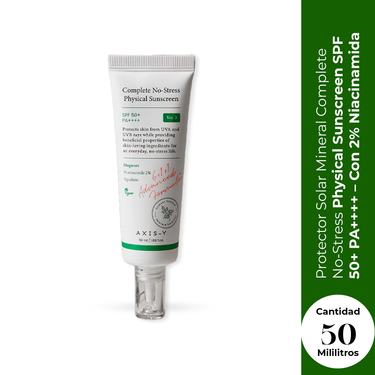 AXIS-Y Complete No-Stress Physical Sunscreen SPF50+ PA++++ 50ml