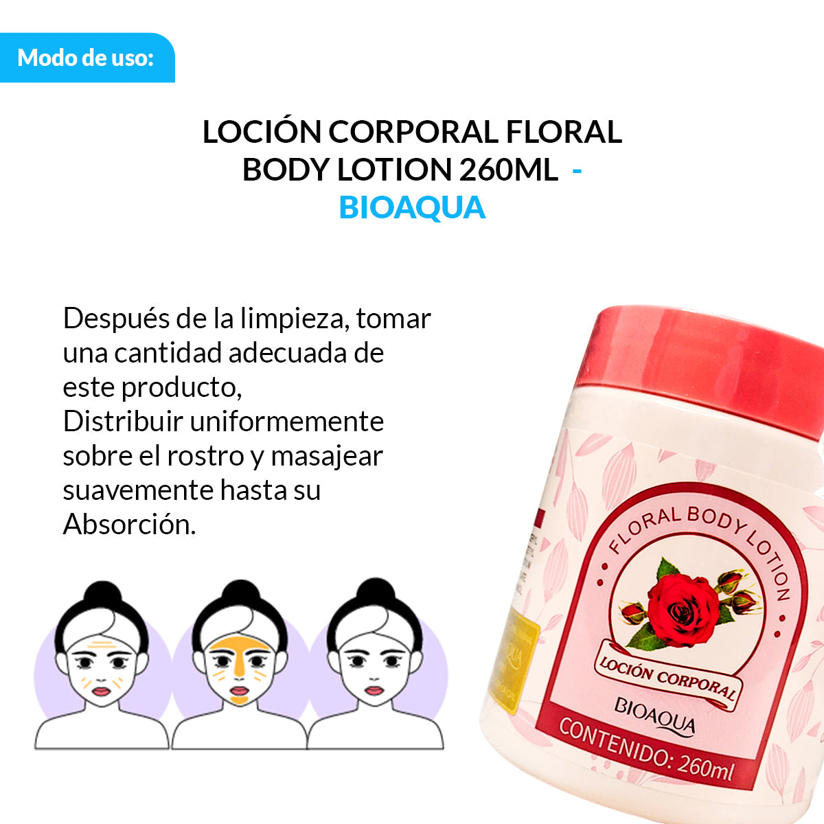BIOAQUA Loción Corporal Floral Body Lotion – Hidratante – 260ml