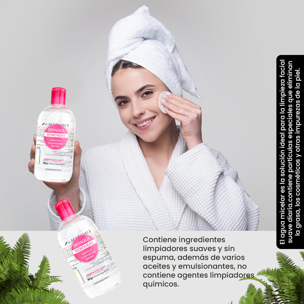 BIOAQUA Remover Gentle Cleansing Water – Agua Micelar Suave – 500ml
