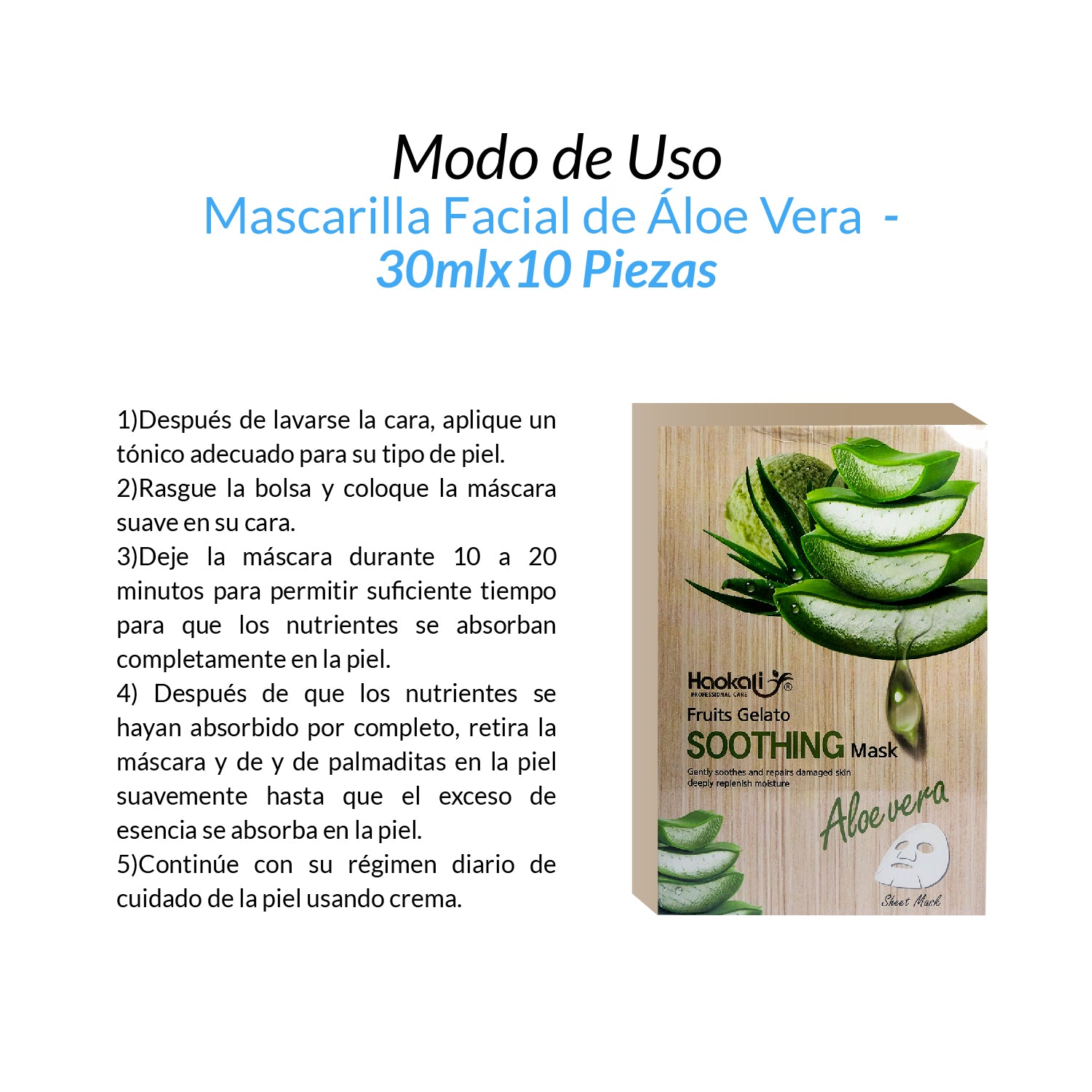 FRUIT OF THE WOKALI – HIDRATANTE Y REPARADOR FACIAL – MASCARILLA CALMANTE DE ALOE VERA – 30ml x 10 UND
