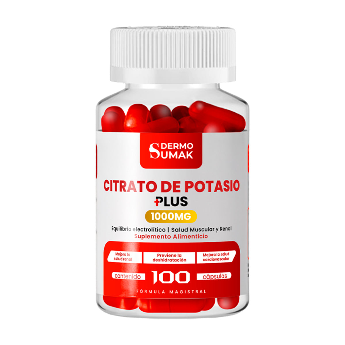 DERMO SUMAK – SUPLEMENTO DE MINERAL Y ELECTROLITOS – CITRATO DE POTASIO – 100 CÁPSULAS