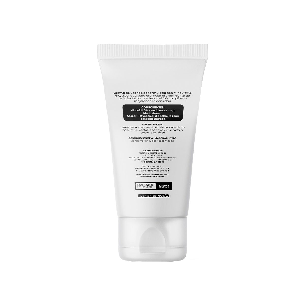 Dermo Sumak Minoxidil en Crema 5% 60g – Crecimiento de Barba