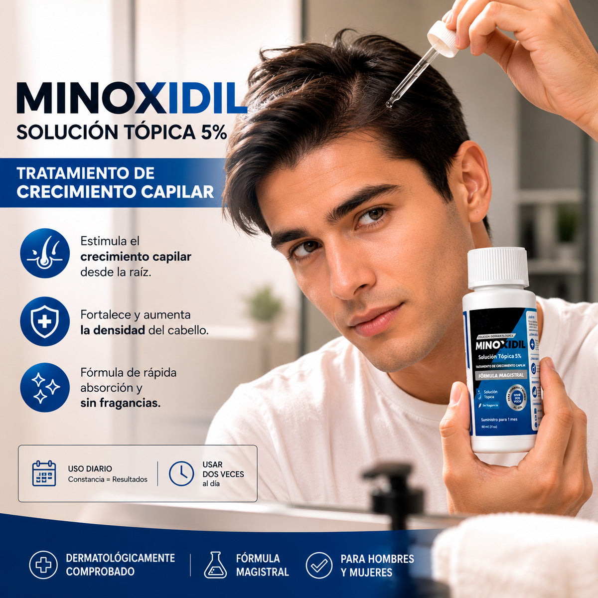 Minoxidil Líquido 60 ml - Crecimiento capilar y barba - Dermo Sumak