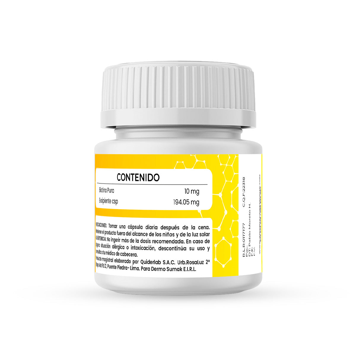 Biotina pura 10 mg x 60 Cápsulas - Dermo Sumak