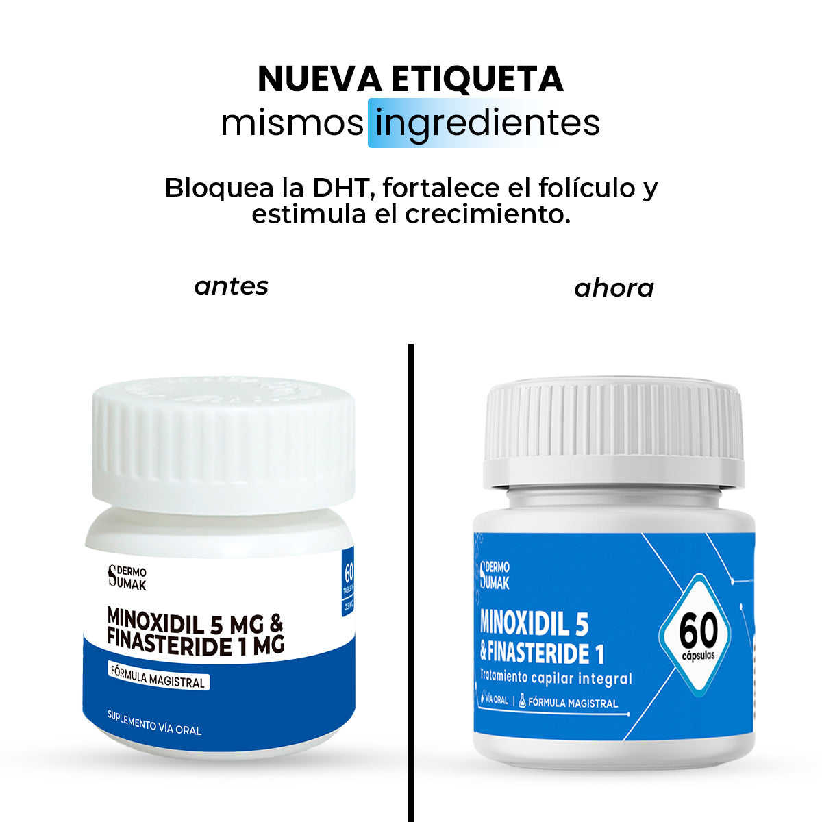 Minoxidil 5 mg & Finasteride 1 mg x 60 Cápsulas- Dermo Sumak