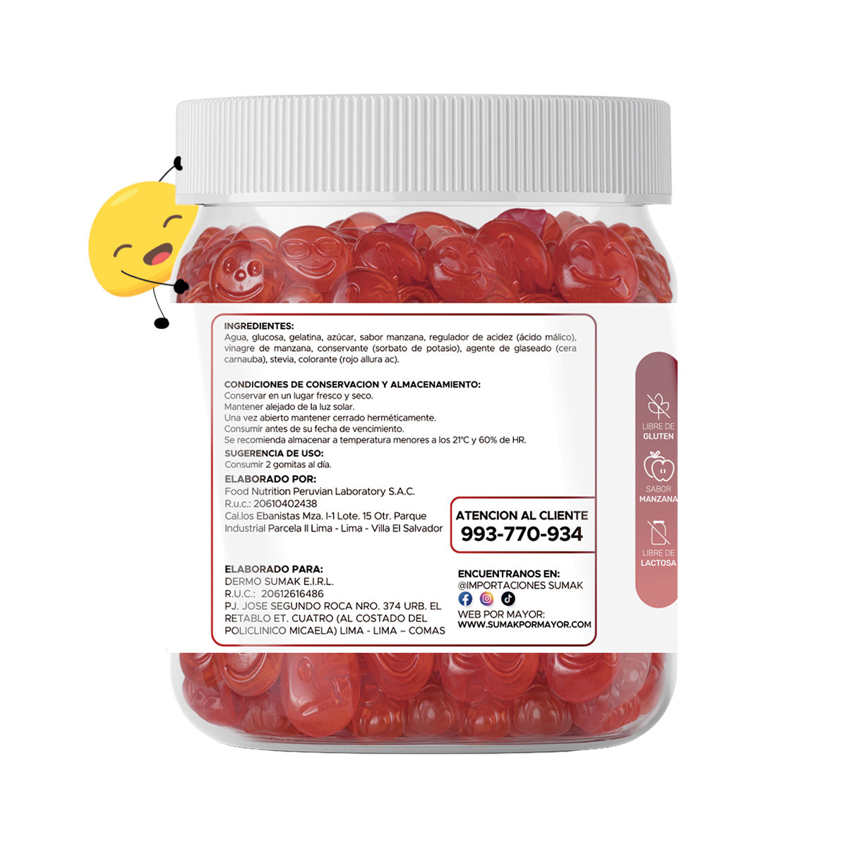 GOMITAS VINAGRE DE MANZANA - ADULTO 150 GOMITAS - DERMO SUMAK