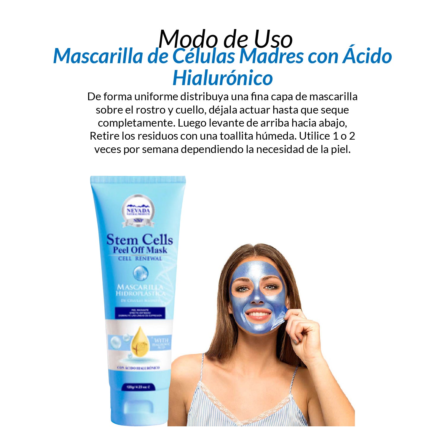 Mascarilla Hidroplastica de Celulas Madres Con Acido Hialuronico 120g