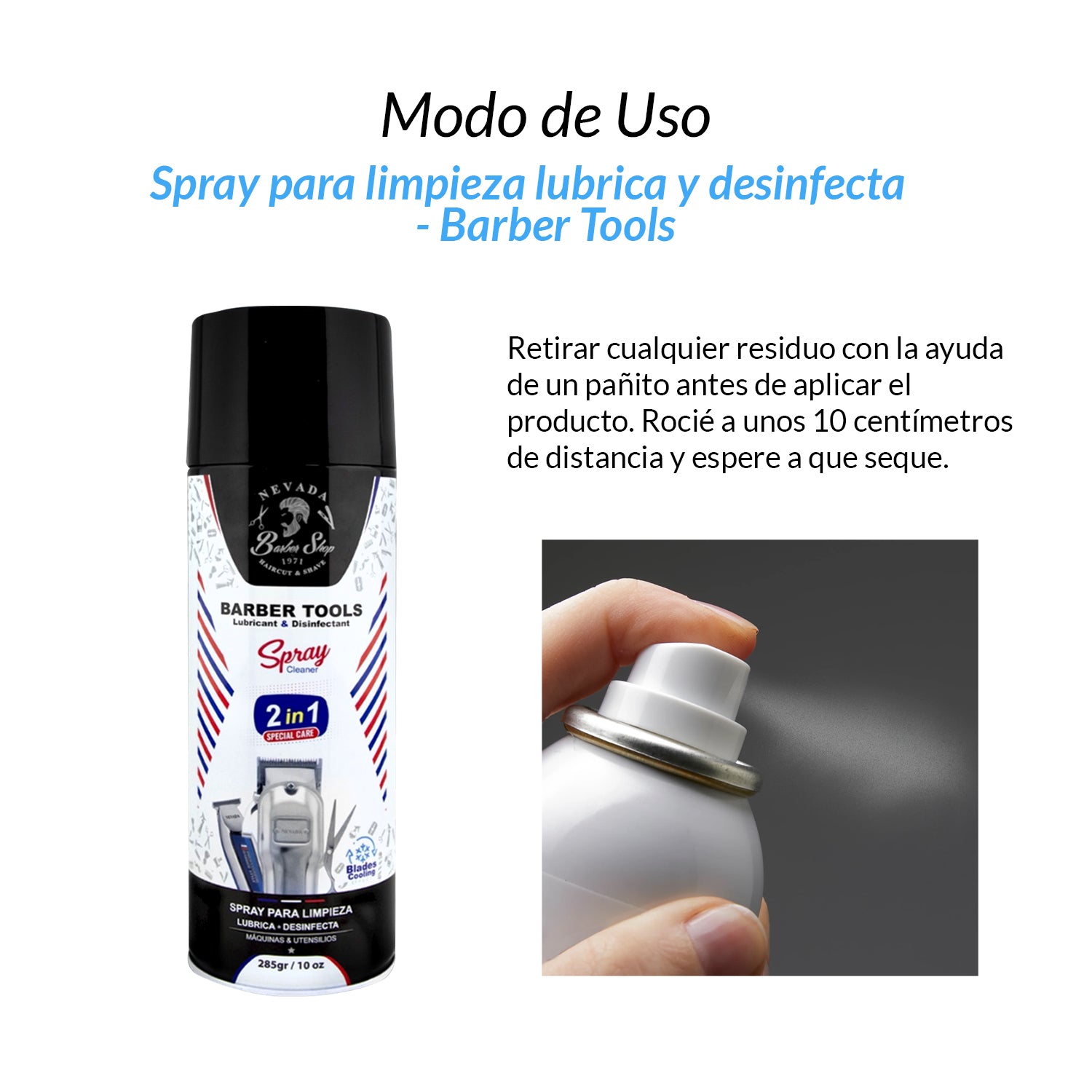 Barber Tools - Spray Lubricante Desinfectante 2 en 1 – Alto Rendimiento y Protección – 285g