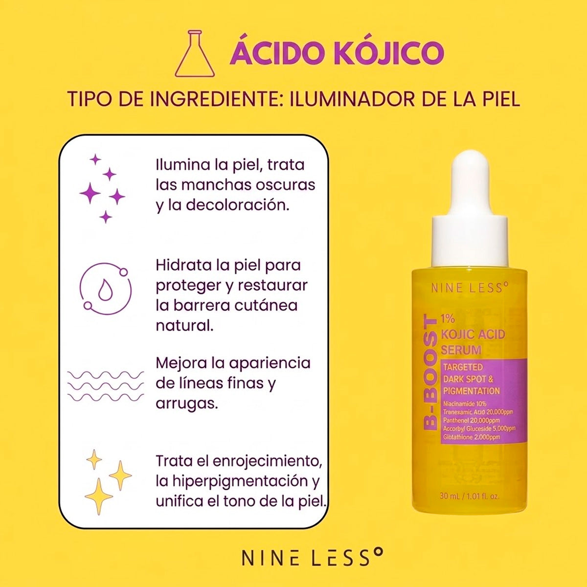 NINELESS B-Boost 1% Kojic Acid Serum 30ML