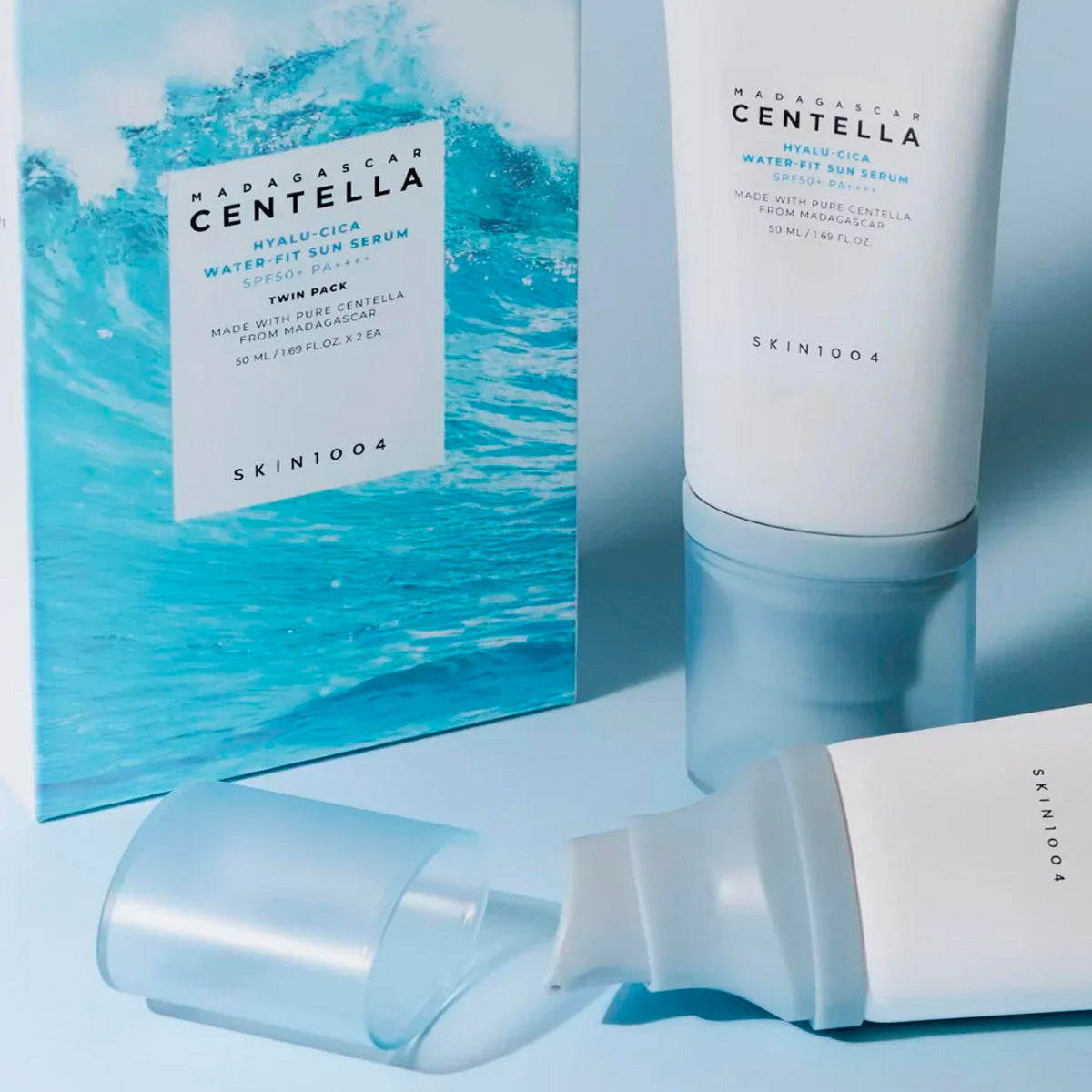 Madagascar Centella Hyalu-Cica Water-Fit Sun Serum 50ml x 2ea (Twin Pack) - skin1004