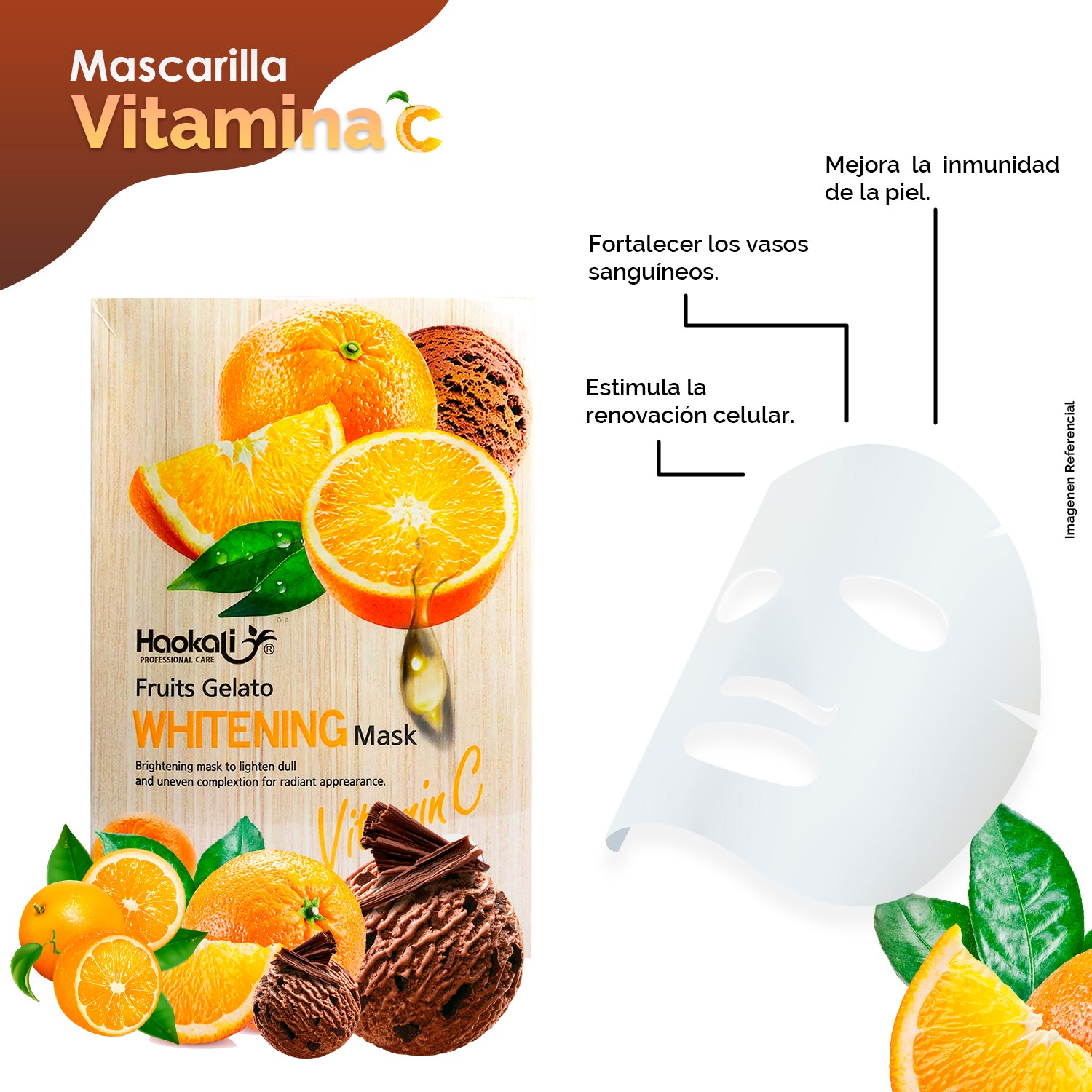 FRUIT OF THE WOKALI – MASCARILLA FACIAL HIDRATANTE Y REAFIRMANTE – VITAMINA C – 30ml x 10und