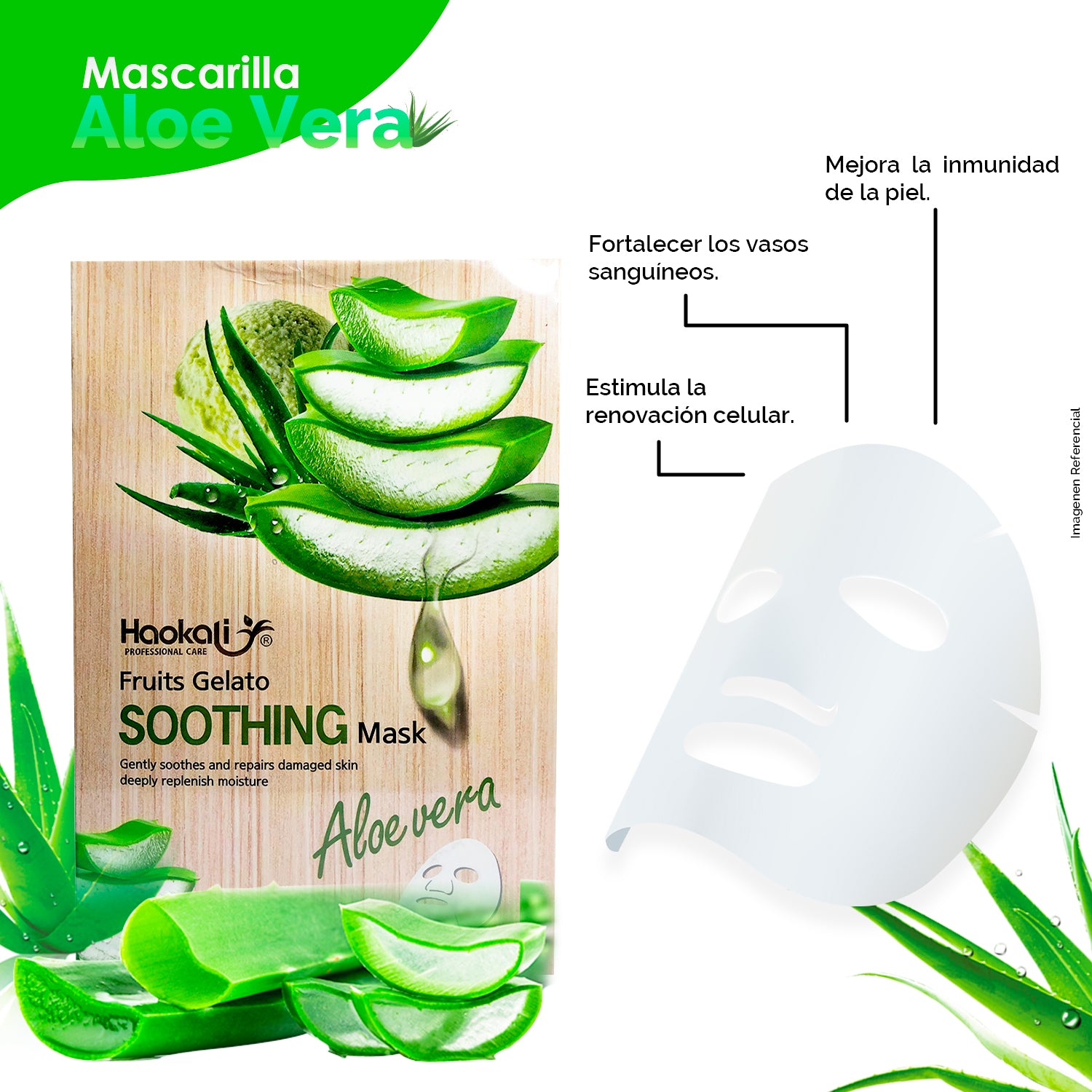 FRUIT OF THE WOKALI – HIDRATANTE Y REPARADOR FACIAL – MASCARILLA CALMANTE DE ALOE VERA – 30ml x 10 UND