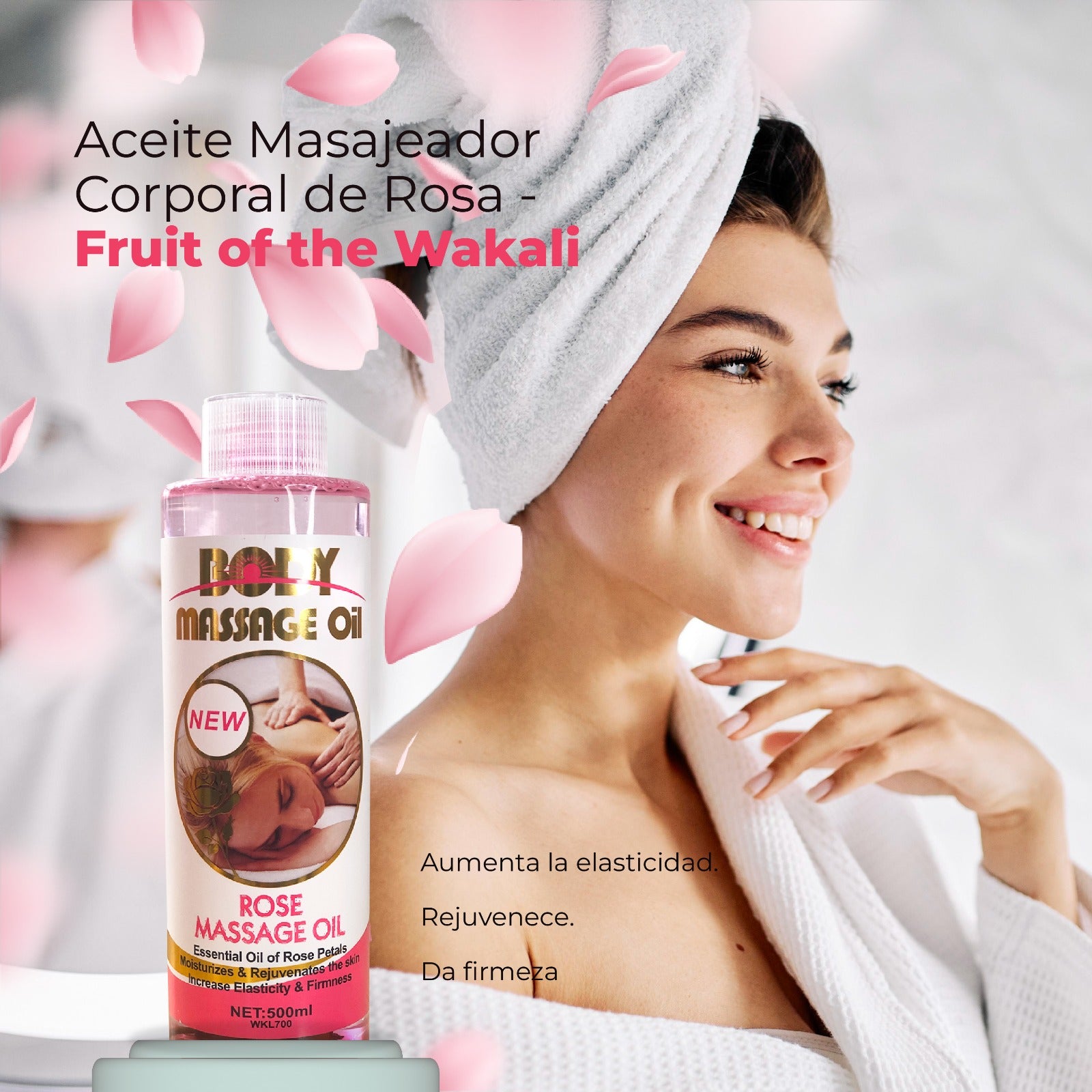 Aceite Masajeador Corporal de Rosa - Fruit of the Wokali