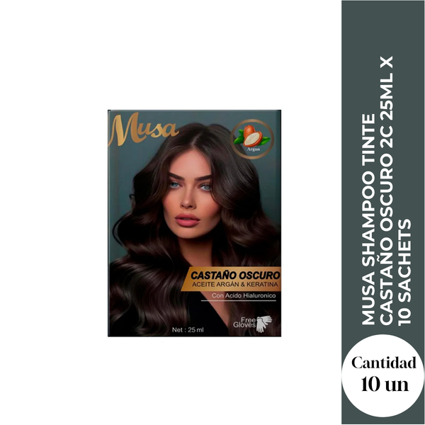 Musa Shampoo Tinte Castaño Oscuro 2C 25ml x 10 Sachets
