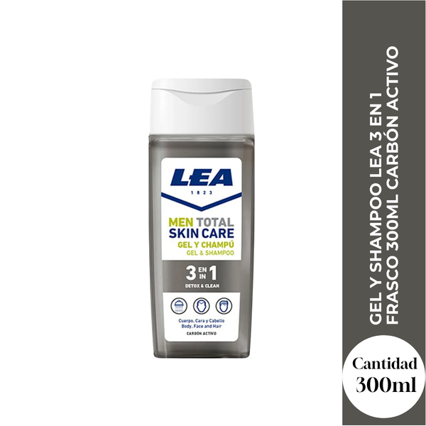 Lea Gel y Shampoo 3 en 1 Carbón Activo Cuerpo Cabello Rostro 300ml