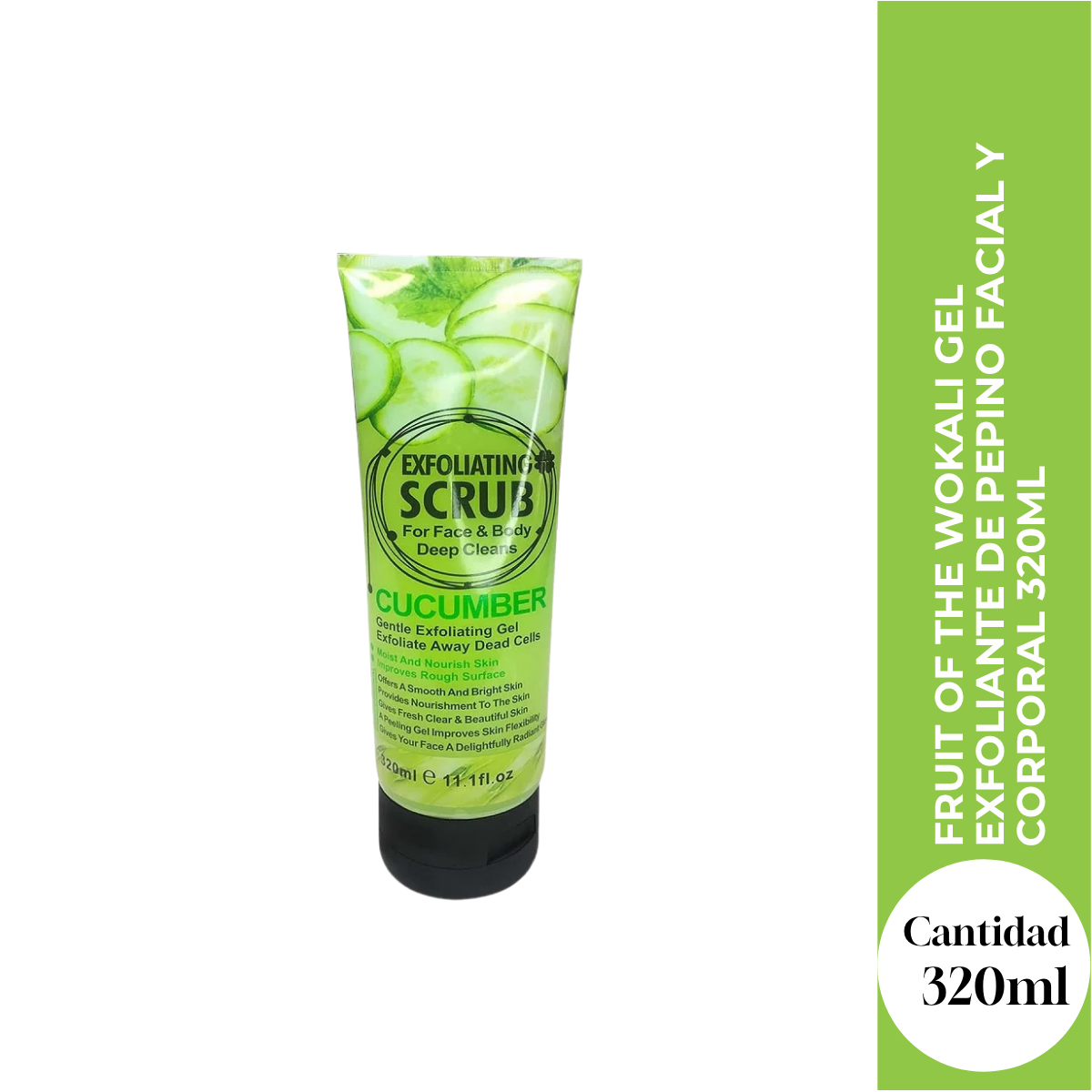 Fruit of the Wokali Gel Exfoliante de Pepino Facial y Corporal 320ml
