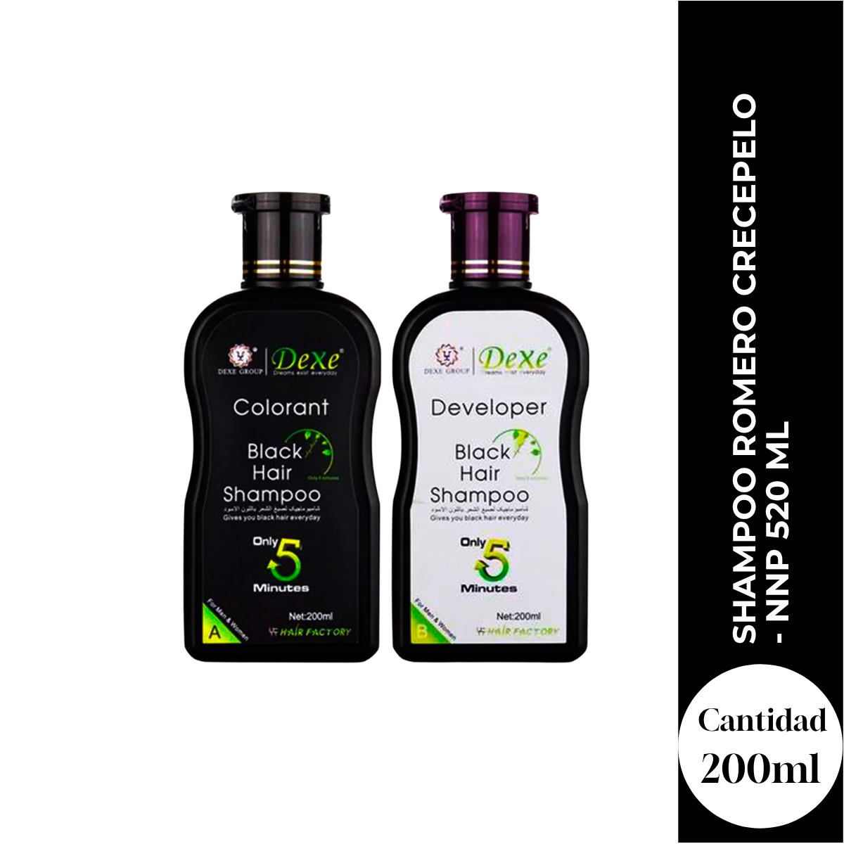 DEXE Black Hair Shampoo Tinte Capilar Negro 200ml