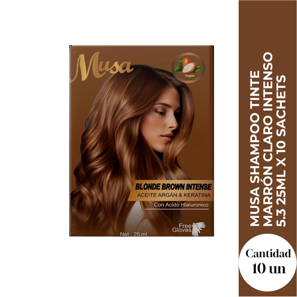 Musa Shampoo Tinte Marrón Claro Intenso 5.3 25ml x 10 Sachets