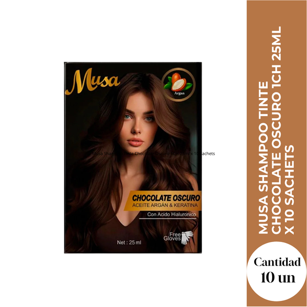 Musa Shampoo Tinte Chocolate Oscuro 1CH 25ml x 10 Sachets