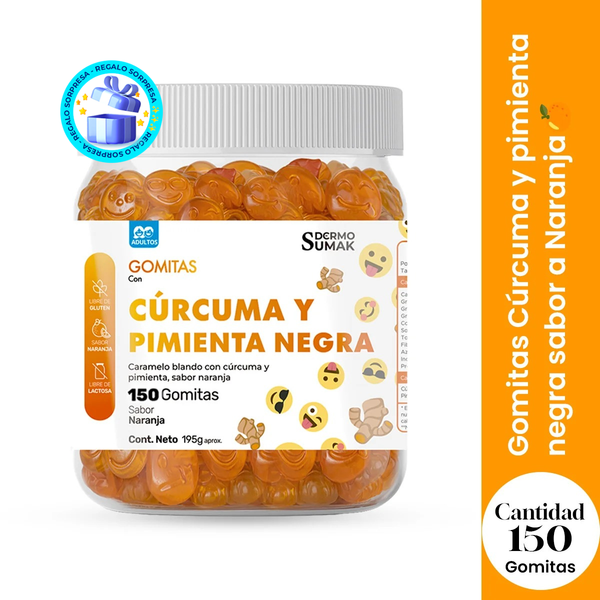 GOMITAS DE CURCUMA Y PIMIENTA NEGRA ADULTOS 150 GOMITAS - DERMO SUMAK