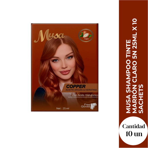 Shampoo Tinte Cobrizo 6.43 25mlx10 en Sachets - Musa