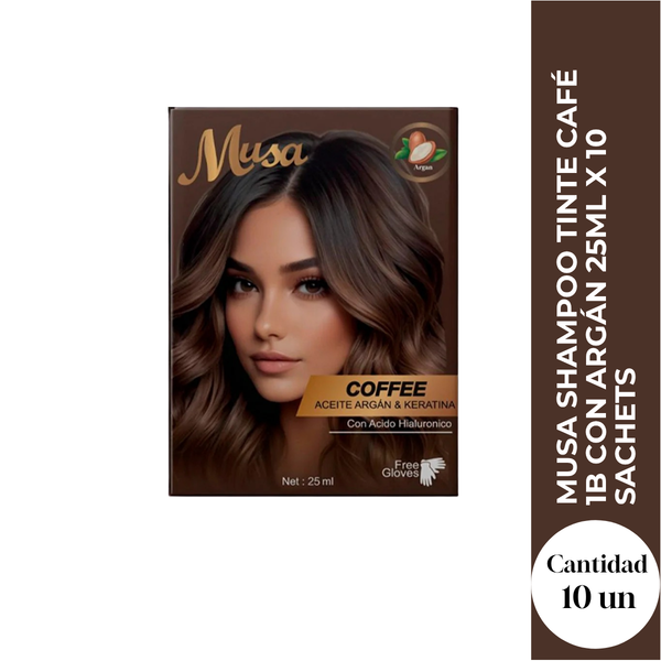 Musa Shampoo Tinte Café 1B con Argán 25ml x 10 Sachets