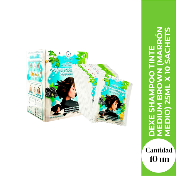 Dexe Shampoo Tinte Medium Brown (Marrón Medio) 25ml x 10 Sachets