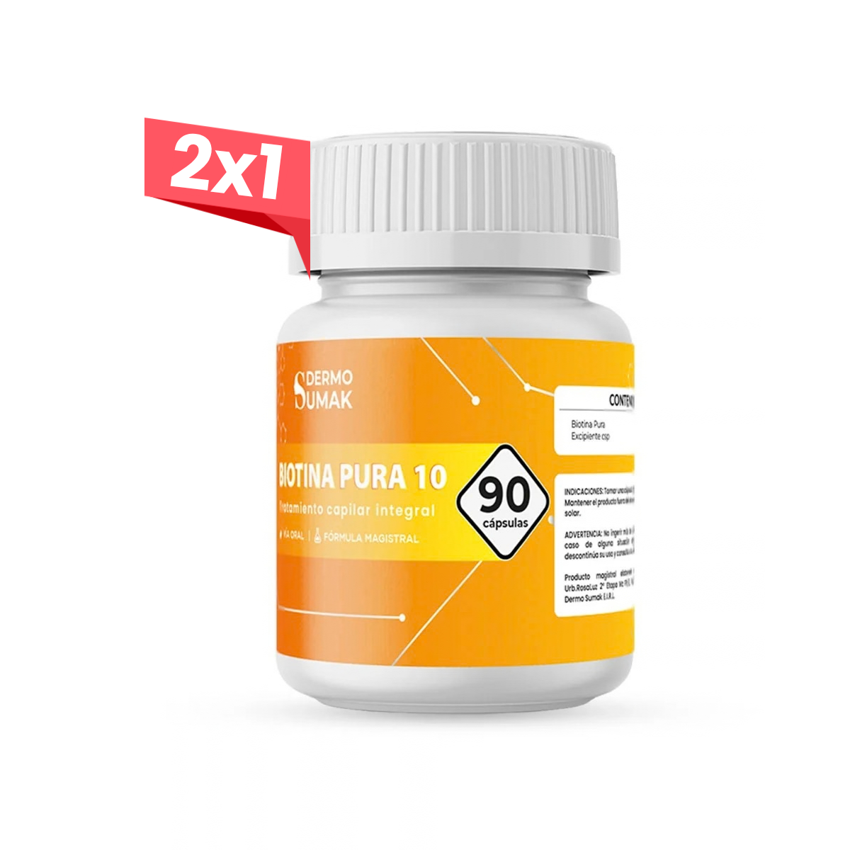 2x1 DERMO SUMAK – BIOTINA PURA 10MG 90 CÁPSULAS