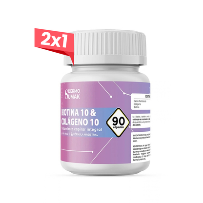 2x1 Biotina 10 mg &amp;  Colágeno 10 mg x 90 Cápsulas - Dermo Sumak