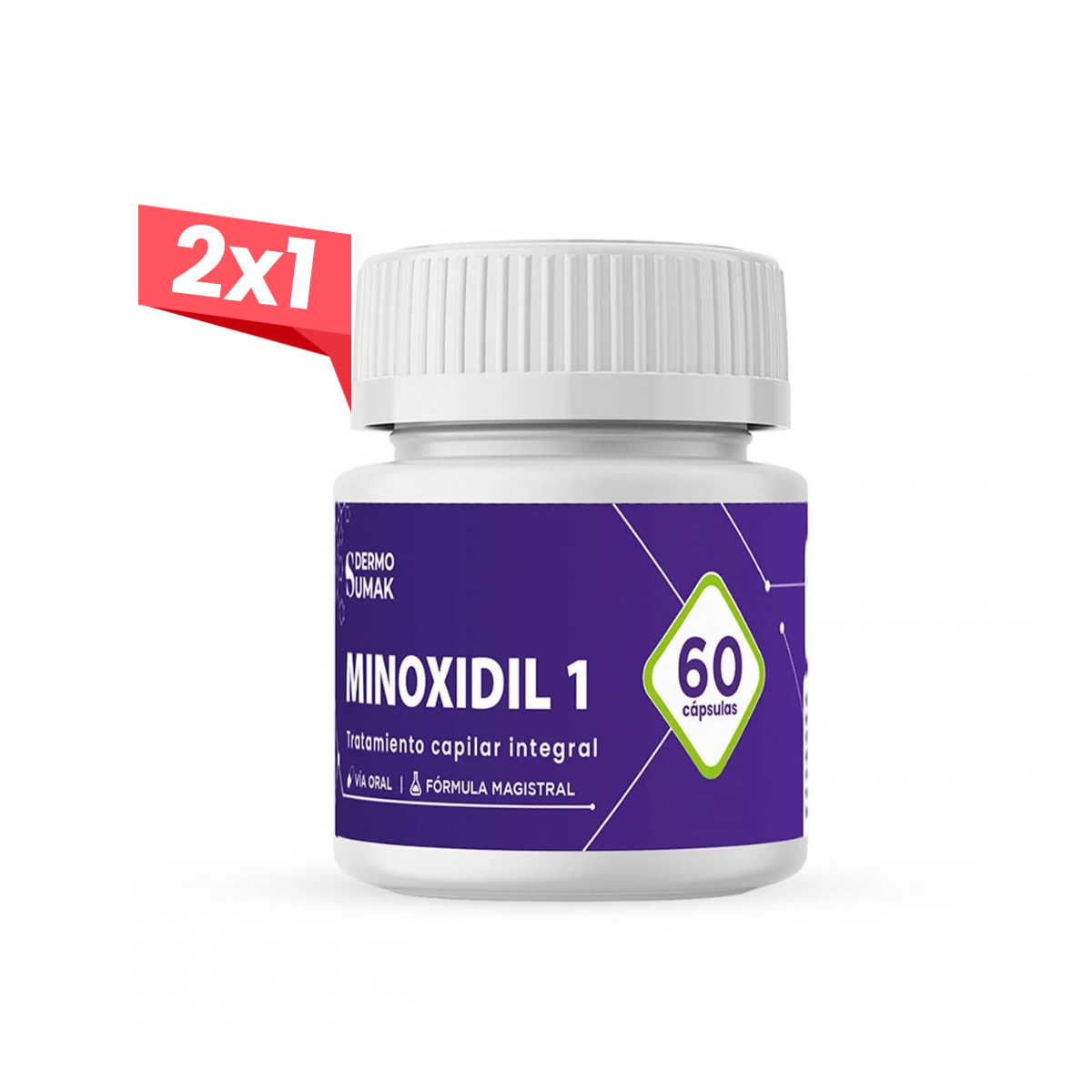 2x1 Minoxidil 1 Mg 60 Capsulas - Dermo Sumak