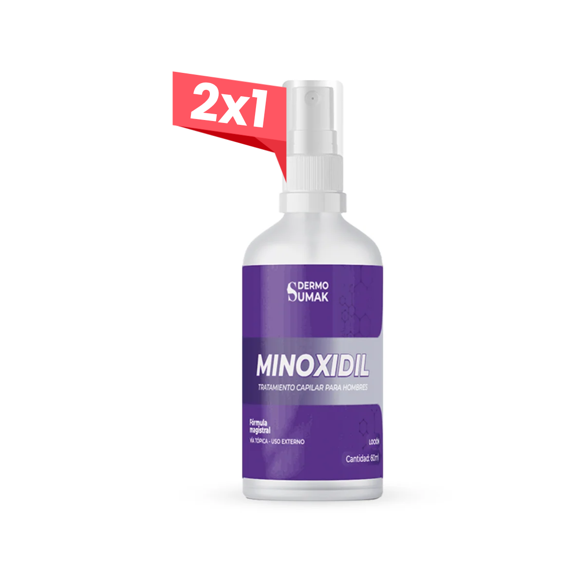 2x1 DERMO SUMAK – LOCIÓN MINOXIDIL 5% CAPILAR Y FACIAL – 60ML