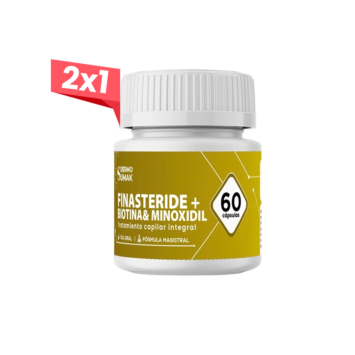 2x1 Finasteride 1 mg &amp; Minoxidil 5 mg &amp; Biotina 10 mg x 60 Cápsulas- Dermo Sumak