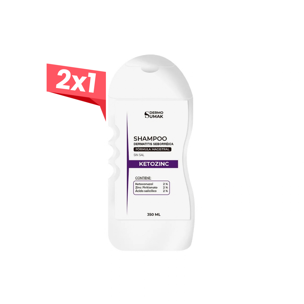 2x1 Ketozinc Shampoo Anticaspa Ketoconazol 2% 350ml - Dermo Sumak