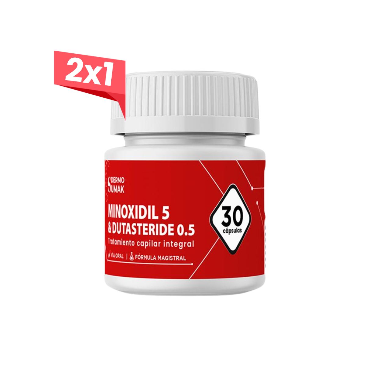 2x1 Minoxidil 5 mg &amp; Dutasteride 0.5 mg x 30 Cápsulas - Dermo Sumak