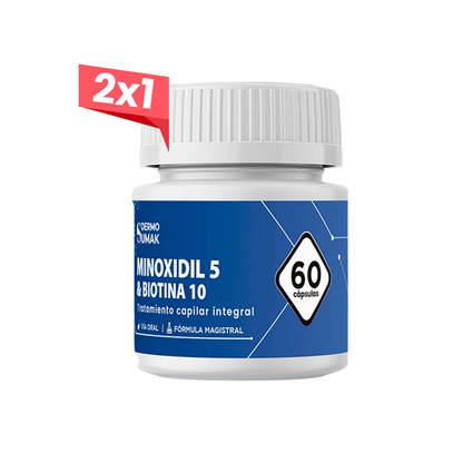2x1 Minoxidil 5mg &amp; Biotina 10mg  x 60 Cápsulas - Dermo Sumak