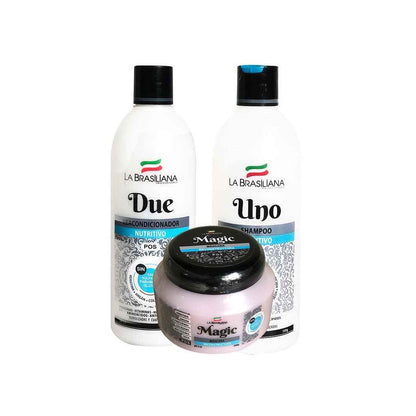 Shampoo Uno 500gr + Reacondicionador Due 500gr + Mascara Reconstructora 250gr - La brasiliana