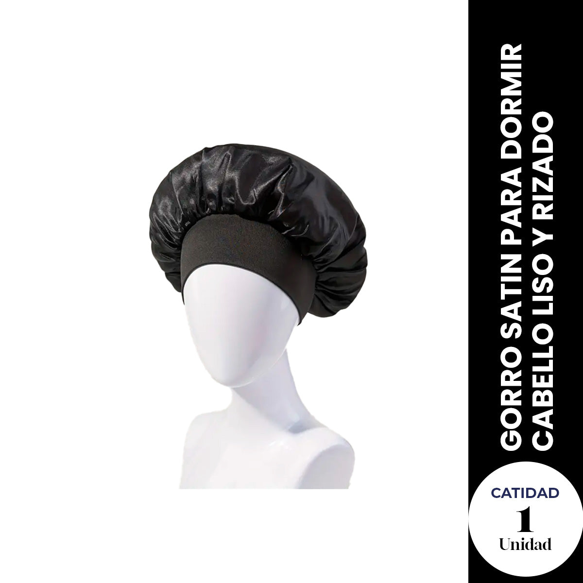 GORRO SATIN PARA DORMIR CABELLO LISO Y RIZADO EVITA ENREDOS (ROSA /NEGRO)
