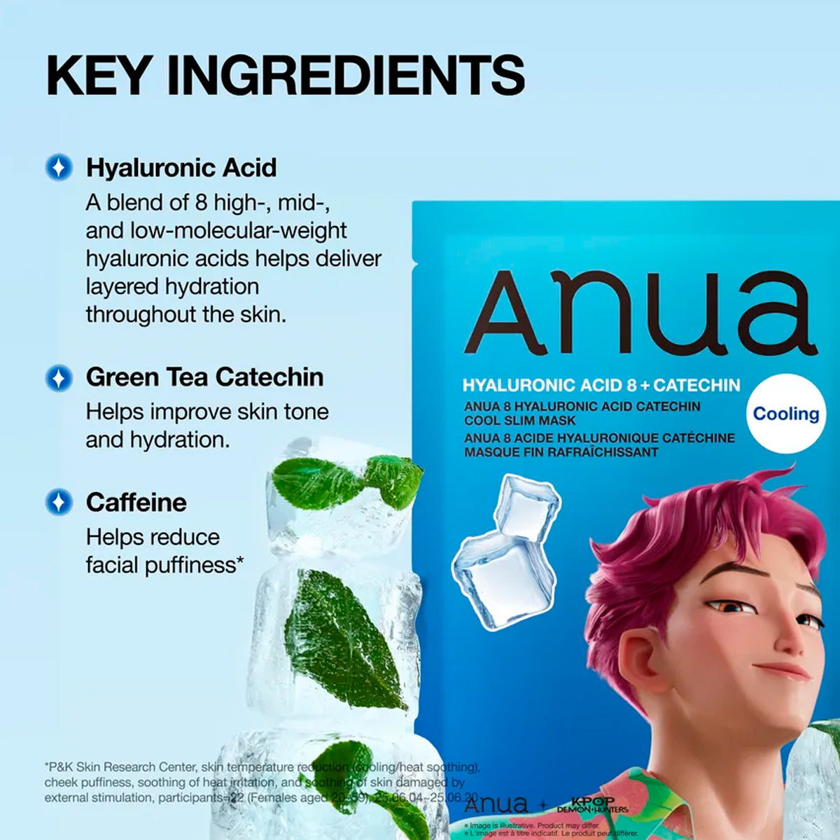 Kpop Demon Hunters 8 Hyaluronic Acid Catechin Cool Slim Mask - Anua
