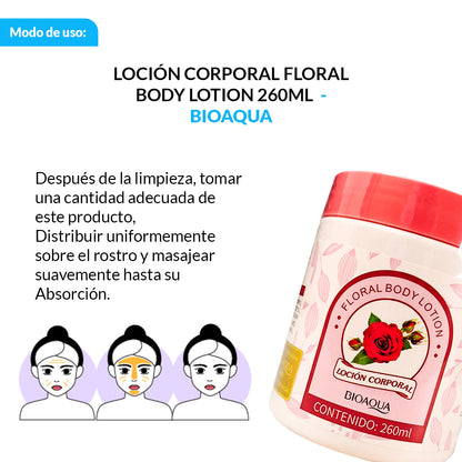 BIOAQUA Loción Corporal Floral Body Lotion – Hidratante – 260ml