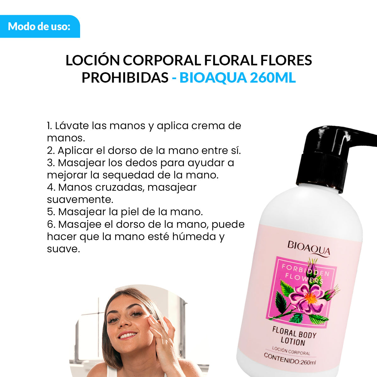 BIOAQUA Loción Corporal Floral Flores Prohibidas – Hidratación – 260ml