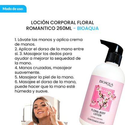 BIOAQUA Loción Corporal Floral Romántica – Hidratación – 260ml