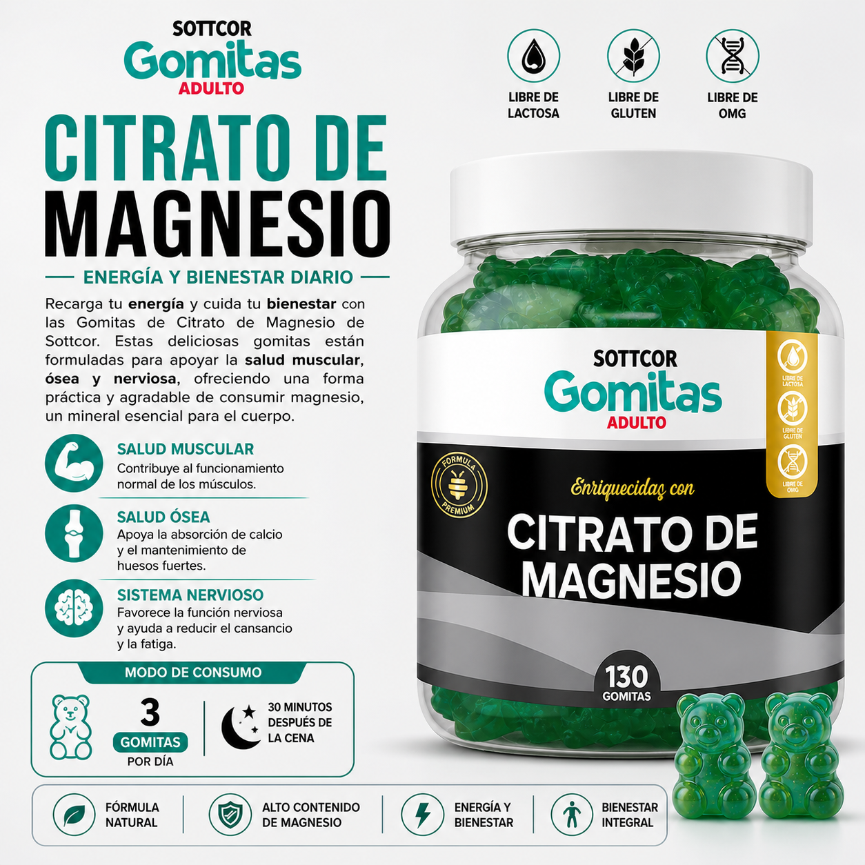 Gomitas Adultos Citrato de Magnesio - Sottcor