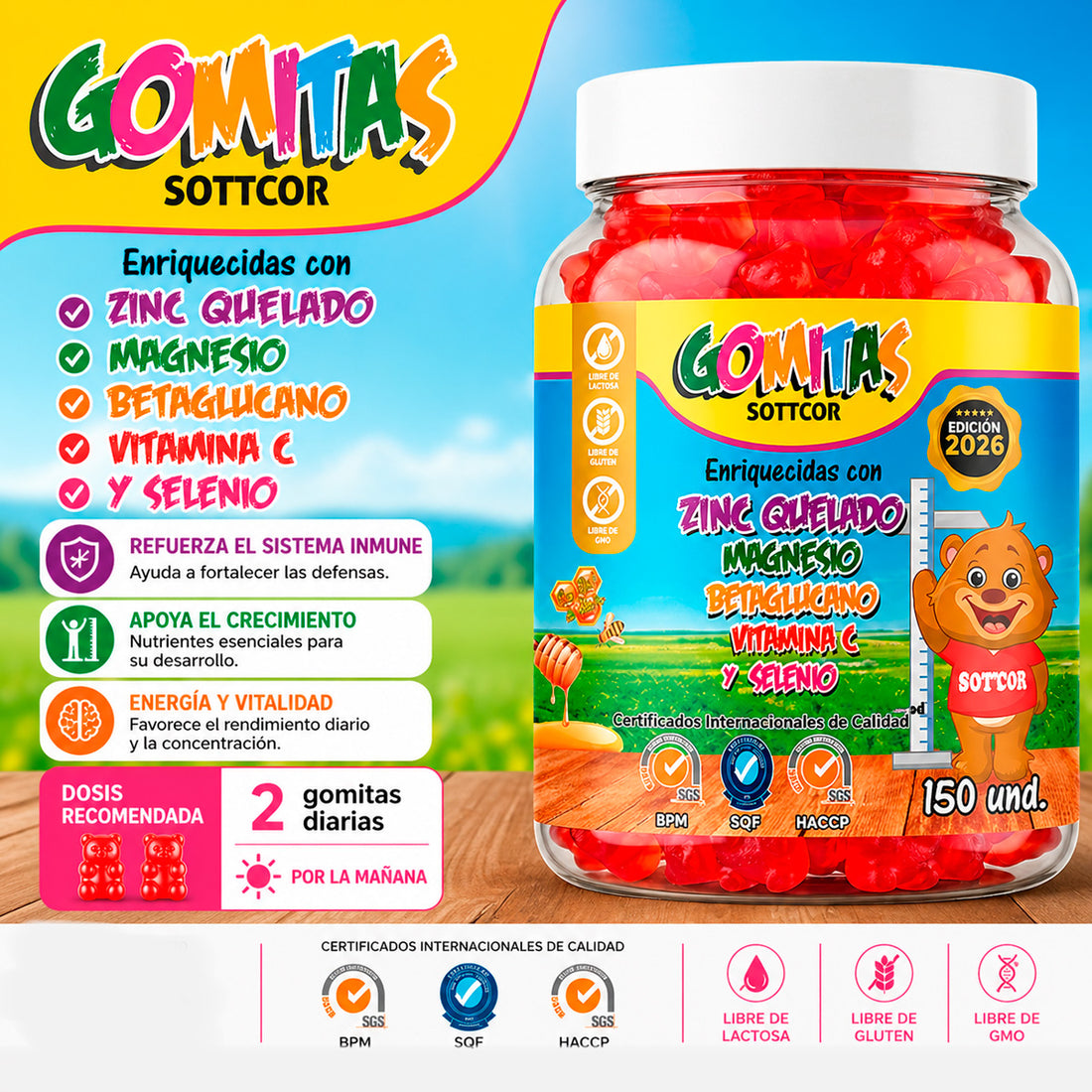 Gomitas para Niños Zinc Quelado 150 Gomitas Sottcor