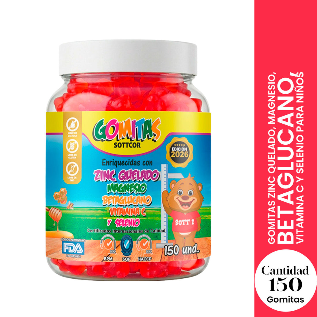 Gomitas para Niños Zinc Quelado 150 Gomitas Sottcor