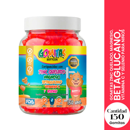 Gomitas para Niños Zinc Quelado 150 Gomitas Sottcor