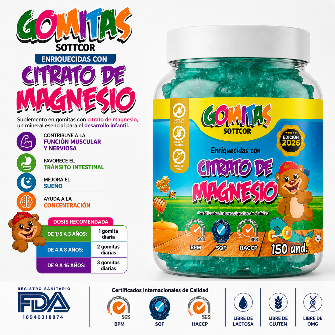 Gomitas para Niños Magnesio - Sottcor