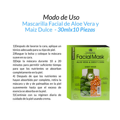 FRUIT OF THE WOKALI – HIDRATANTE Y REAFIRMANTE – MASCARILLA FACIAL DE ALOE VERA Y MAÍZ DULCE – 10 UND