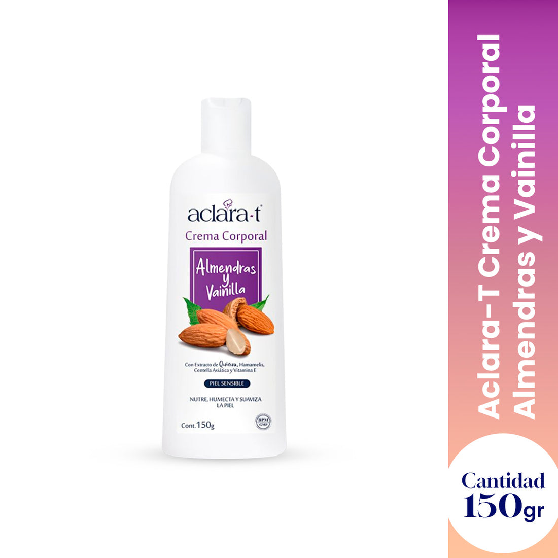 Aclara-T Crema Corporal Hidratante  – Almendras &amp; Vainilla 150g
