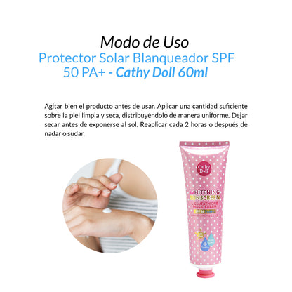 Cathy Doll – Protector Solar Blanqueador –  SPF50 PA+++ 60ml